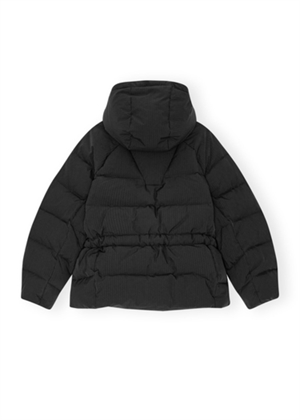 Tech seersucker oversized puffer jakke Sort F9496 Ganni